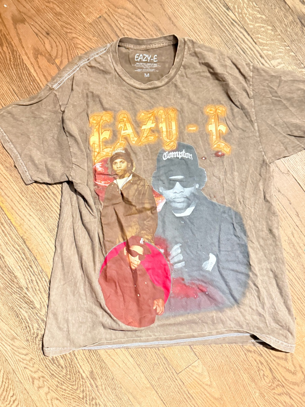 Eazy-E 100% cotton Graphic Short Sleeve Tee in Brown